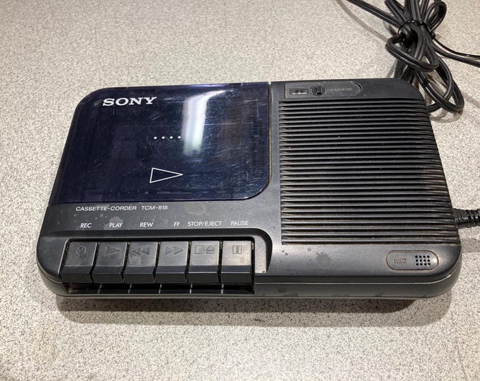 Sony Cassette-Corder  Model TCM-818. Tested & Works.