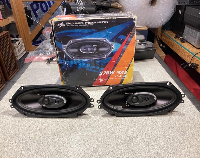 Power Acoustic 270W Max 4x10 3-Way Coaxial Car Speakers. New Old Stock.