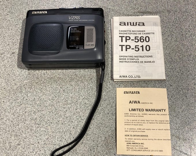 Aiwa VZRS Voice Zoom Recording System Cassette Recorder Model Tp-560
