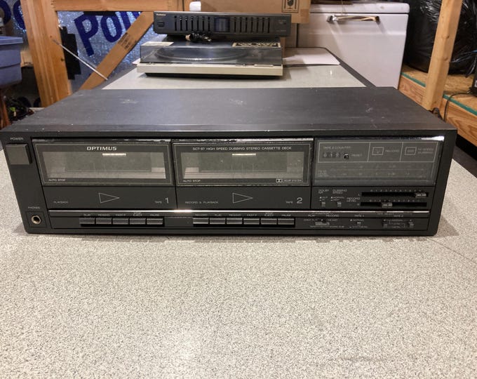 Optimus Dual Record/Play Stereo Cassette Deck  Model SCT-87. Tested & Works.