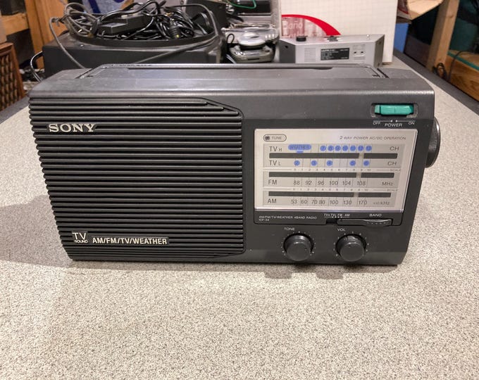 Sony am/fm/tv/weather Portable Radio. Model No. ICF-34. Tested & Works But Antenna Is Broken Off.  Selling As Is.