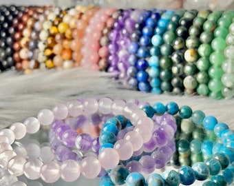 100% Natural Crystal Bracelet | 8mm Crystal Beads | Stretchy Material