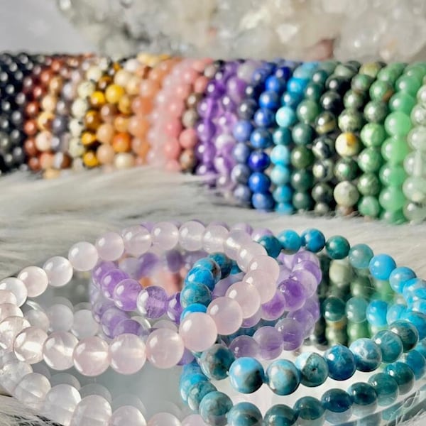 100% Natural Crystal Bracelet | 8mm Crystal Beads | Stretchy Material