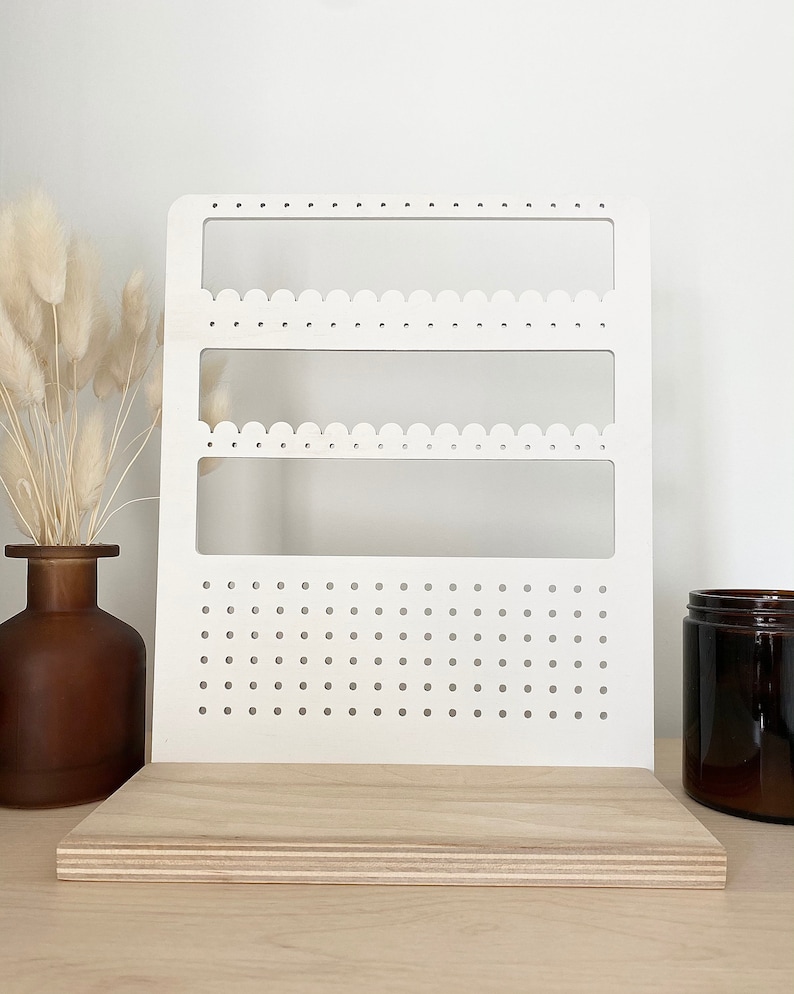 White Wooden Earring Stand Earring Display