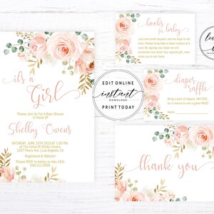 Floral Baby Shower Invitation Template Printable Baby Shower - Etsy
