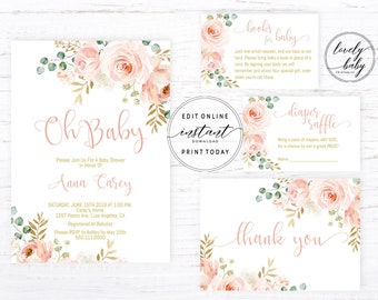 Printable child shower invitation female Etsy photo about Etsy Baby Shower Invitations Printable titled Printable little one shower invitation female Etsy