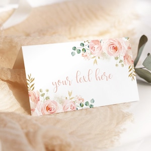 Bearbeitbare Zeltkarten, druckbare Namenskarten, Tischkarten, Lebensmitteletiketten | Blush Pink Floral Frühling | Mädchen Geburtstag Baby Girl Shower Decor DIYBL2