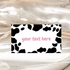 Cartes de tente de nourriture d'anniversaire, cartes de visite imprimables, marque-places, étiquettes alimentaires | Holy Cow I'm ONE, impression de vache | Idées de décoration pour le 1er anniversaire des filles HCW