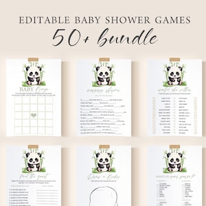 Afdrukbare baby shower games bundel bewerkbare baby shower spelpakket Bearly Wait baby shower decor ideeën activiteit Panda Bear themaset PD1