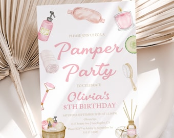 Spa Party Birthday Invitation (ANY AGE), Pamper Party Girls Birthday Invite | Printable Editable Template MKP