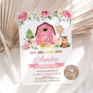 EDITABLE Farm 2nd Birthday Invitation Template Barn Animals Party Invite Ranch Second Birthday Barnyard Animals Printable Instant Download