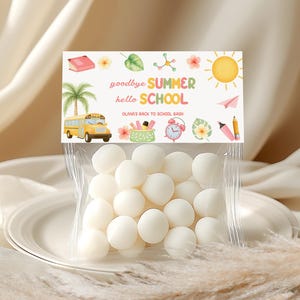 Treat Bag Toppers, Candy Bag Favors | School Bus, School Supplies | Back to School Party Favors, End of Summer, Hello School Party Decor BT1