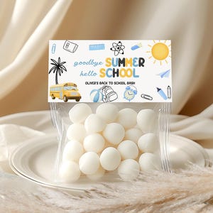 Treat Bag Toppers, Candy Bag Favors | School Bus, School Supplies | Back to School Class Party, End of Summer, Hello School Party Decor BT2