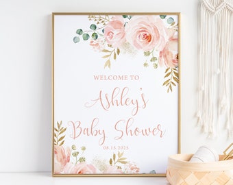 Editable Welcome Sign Template Blush Pink Floral Baby Shower Welcome Sign Printable Baby Shower Decor DIY Baby Shower Ideas DIYBL2 DIYBLG