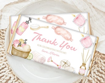 Chocolate Bar Wrapper, Candy Bar | Spa Party, Pamper Party, Glam Party, Makeup Party | Printable Girl Birthday Decor, Hershey Bar Favors MKP