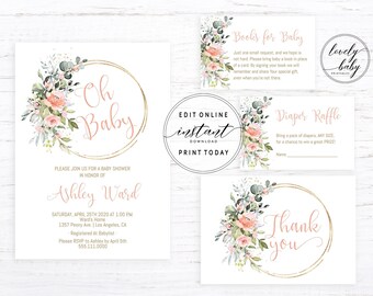 boho baby shower invitations girl