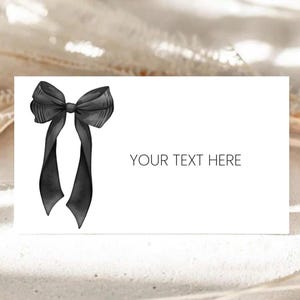 Cartellini per cibo, biglietti da visita stampabili, segnaposto, etichette per alimenti / fiocco nero, fare il nodo / decorazioni per addio al nubilato, addii al nubilato, BS1