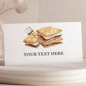 Cartões de barraca de comida, cartões de nome para impressão, cartão de lugar, etiqueta de comida | Smore Love, Smore Fun, acampamento, fogueira | Lembrancinhas de chá de bebê, decoração SM1