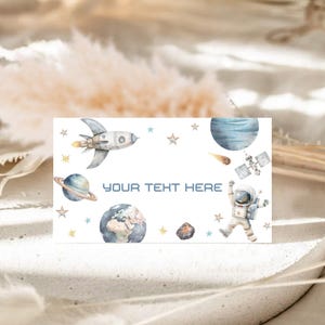 Cartes d'anniversaire tente, marque-places imprimables, étiquettes de produits alimentaires | Navette spatiale, astronaute, premier voyage autour du soleil | Décoration de fête 1er anniversaire de garçon SC1