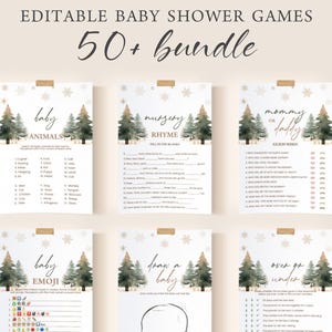 Editable Baby Shower Games Bundle, Set | Winter Wonderland, Baby It&#39;s Cold, Snowflake | Printable Baby Party Games Package, Signs Decor WO1
