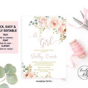 Floral Baby Shower Invitation Template Printable Baby Shower - Etsy