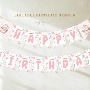 Editable Cupcake Birthday Banner | Printable Baking Party Garland (Instant Download) CPK
