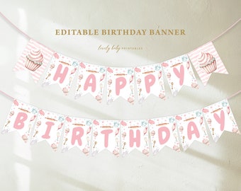 Editable Cupcake Birthday Banner | Printable Baking Party Garland (Instant Download) CPK