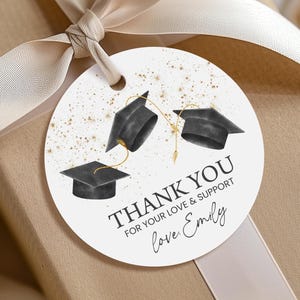 Graduation Party Favors Tags, Round Gift Tags, Stickers | Gold Glitter Confetti | Printable Grad Party Favors, High School Class of 2025 GP3