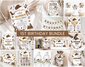 Erstes Rodeo Boys erster Geburtstag Bundle, Cowboy Party Dekor (druckbar)