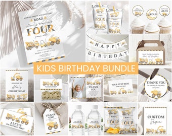 Construction Birthday Bundle, Boys Birthday Invite ANY AGE | Stop The Traffic, Dump Truck | Printable Birthday Party Signs, Decor Ideas CT