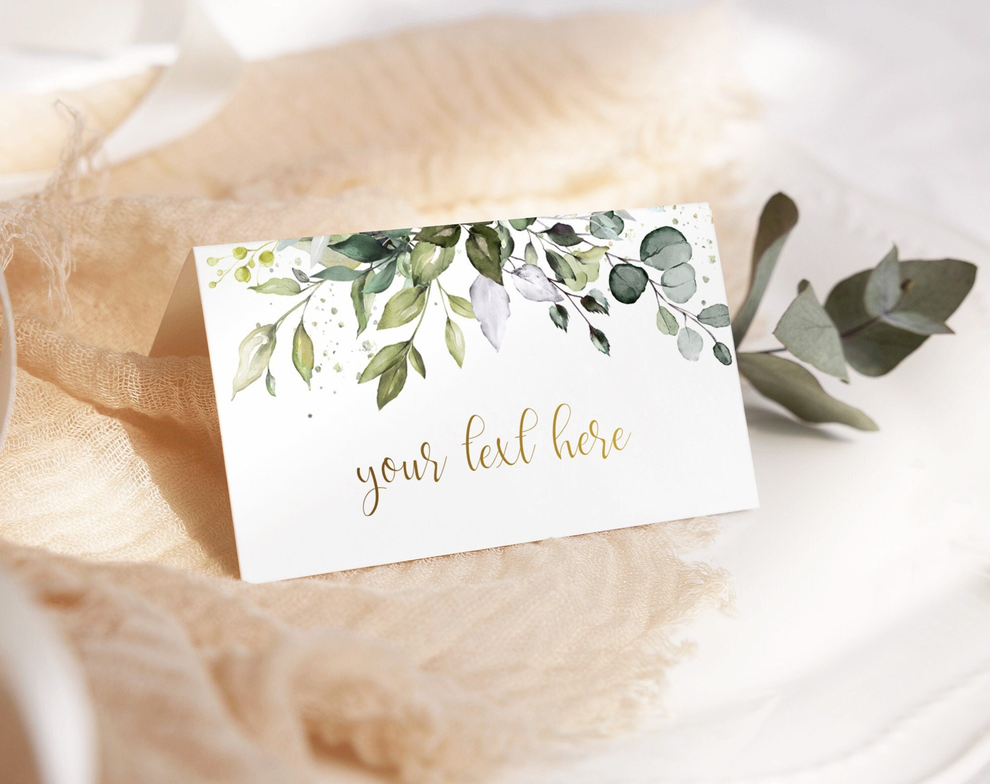 Editable Wedding Place Cards Template, Avery Wedding Name Cards, Greenery,  Instant Download, Eucalyptus, Printable Place Cards Rustic Boho 