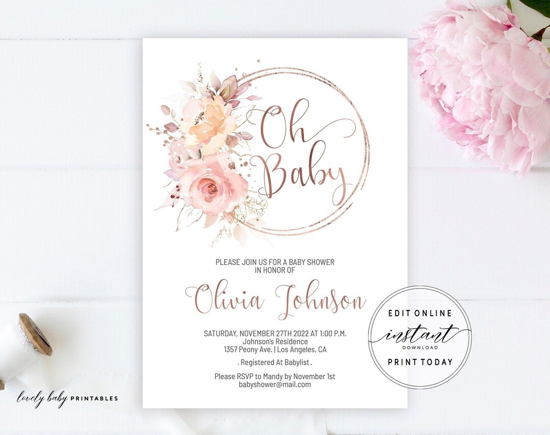 Printable Baby Shower Invitation Template Editable Baby Shower - Etsy