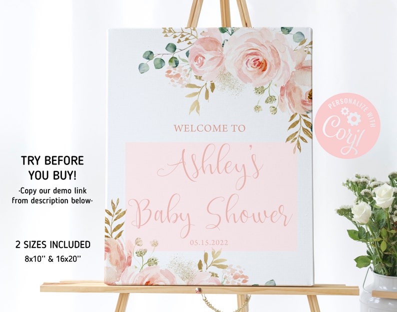 Welcome Sign Template Editable Baby Shower Welcome Sign | Etsy