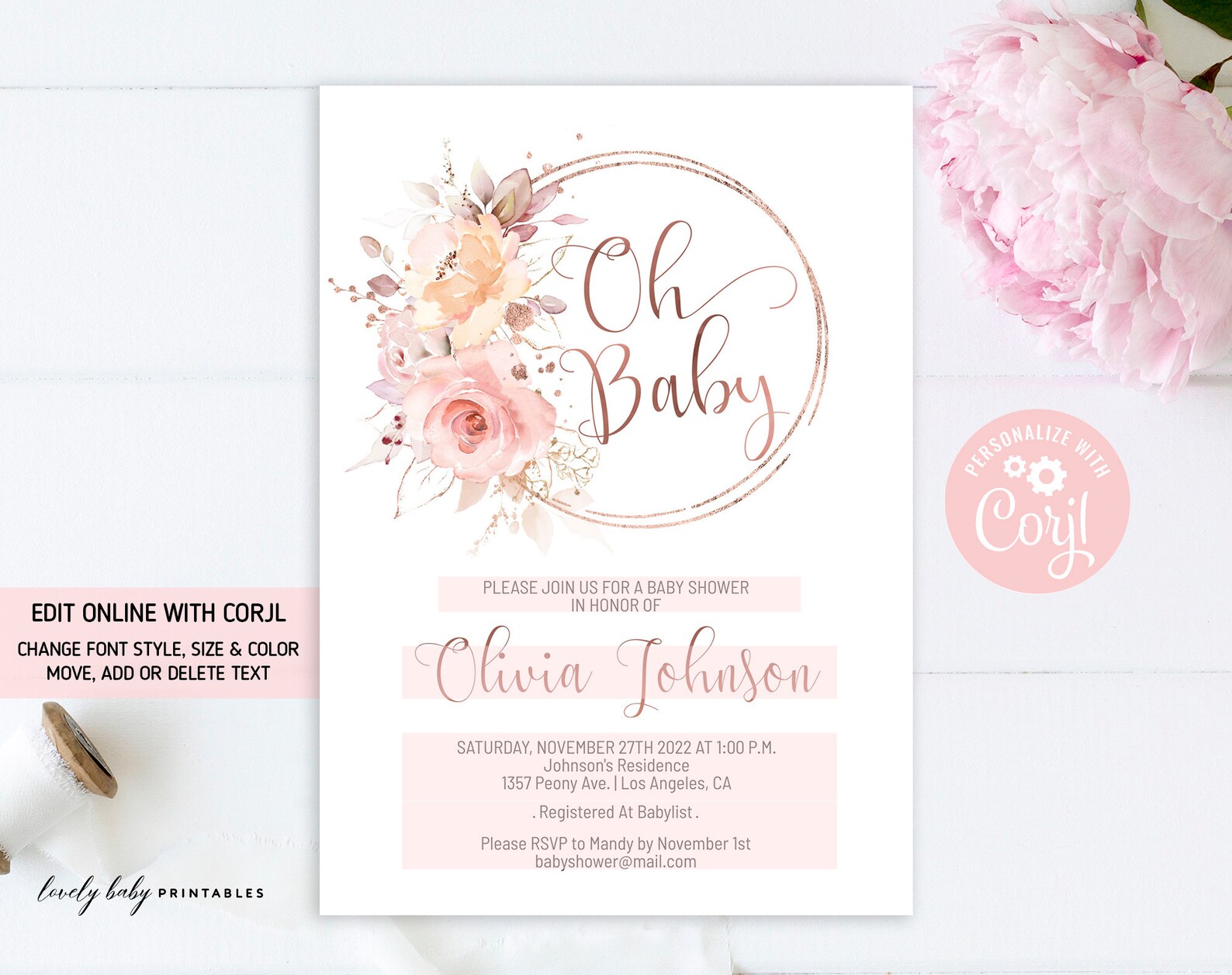 Printable Baby Shower Invitation Template Editable Baby Shower | Etsy