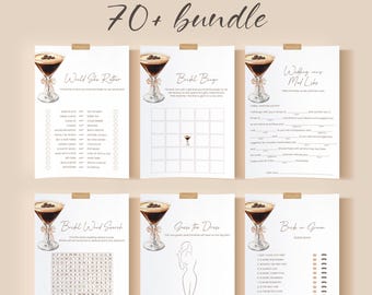 Editable Bridal Shower Games Bundle, Set | Love is Brewing, Espresso Martini, Coffee, Bow | Wedding Shower Party Games, Hens Party Games EM1