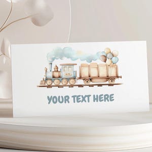 Food Tent Cards, Printable Name Place Cards, Food Labels | Train, Chugga Choo, Steam Engine, Locomotive | Boys 1st Birthday Party Decor TR1