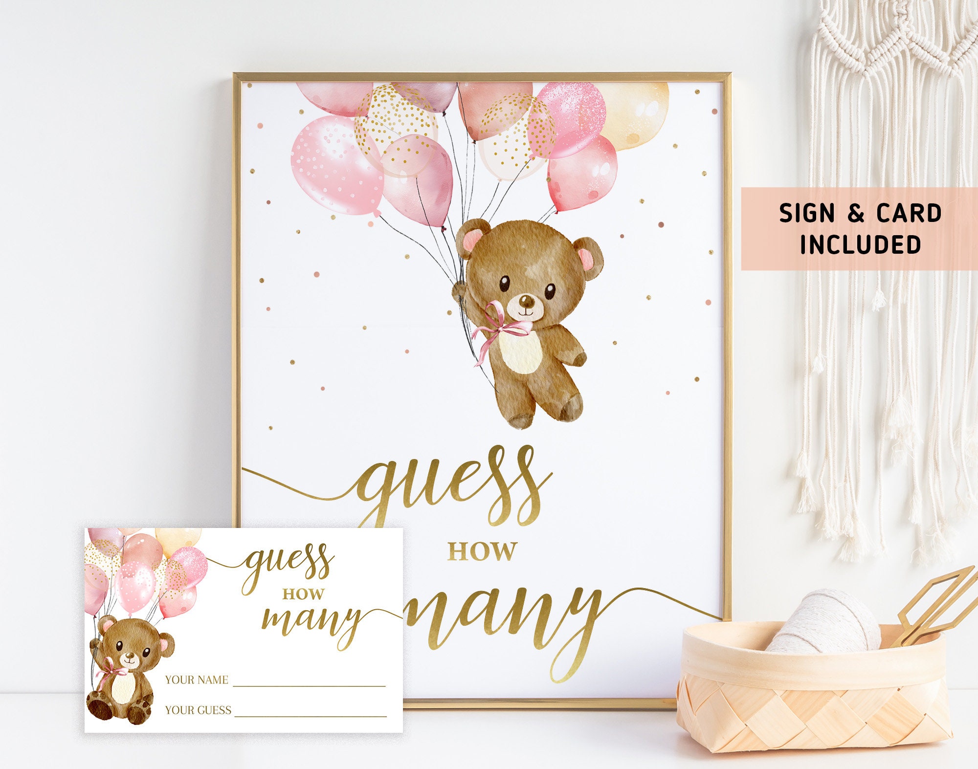 Teddy Bear Baby Shower Games Printable Guess How Many Baby - Etsy