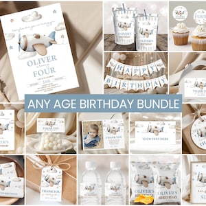 Airplane Birthday Bundle, Invite Template | Pilot, Time Flies, Vintage Fighter Plane | Printable Boys Birthday Party Decor, Signs, Ideas AP1