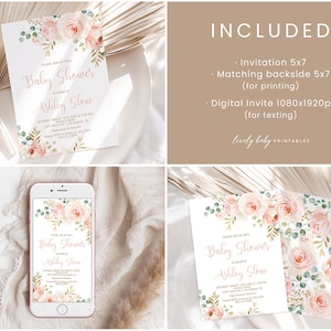 Floral Baby Shower BUNDLE | Editable Baby Girl Shower Party Templates ...