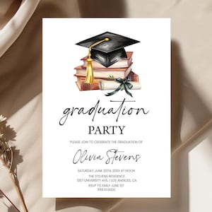 Convite para festa de formatura, convite | boné e borla, diploma | cartão de anúncio de formatura para impressão, festa de formatura da turma de 2025 do ensino médio GP2