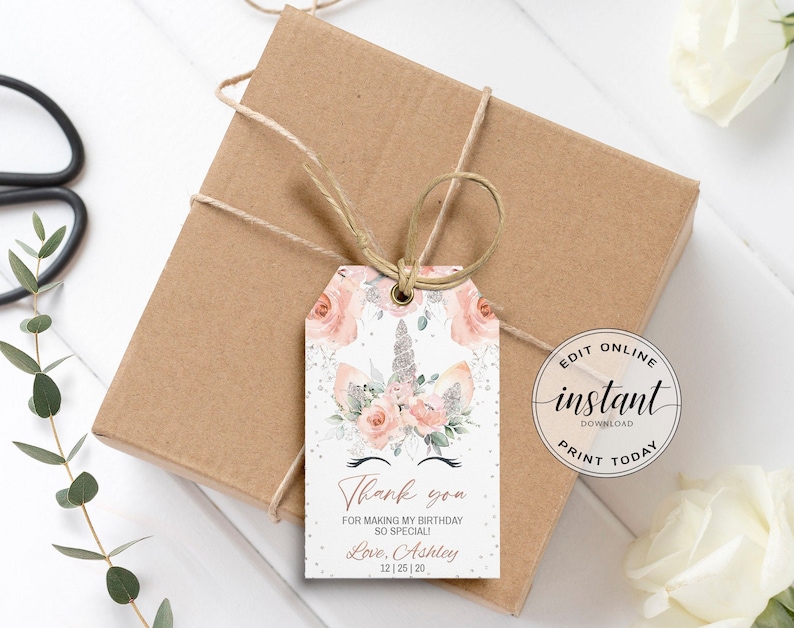 Editable Gift Tag Templates Printable Favor Tag Design Blush Etsy