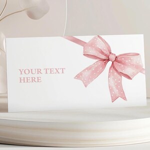 Cartes de restaurant, cartes de visite imprimables, marque-places, étiquette d'aliment | Noeud Rose, Girls Just Wanna Be ONE, Coquette | Décoration de fête d'anniversaire pour filles PB1
