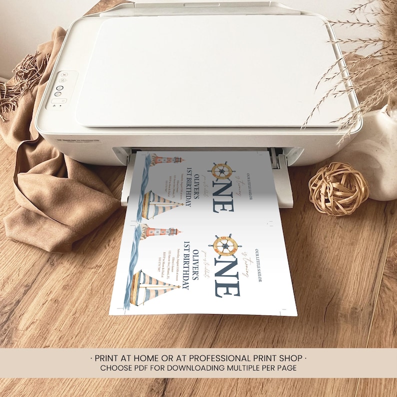 Nautical Birthday Bundle, Boys 1st Birthday Invite | Sailboat, Our Little Sailor, Lighthouse | Printable Boy Birthday Party Decor, Ideas NAU image 7
