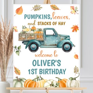 Birthday Welcome Sign, Poster Pumpkin Truck, Our Little Pumpkin ...
