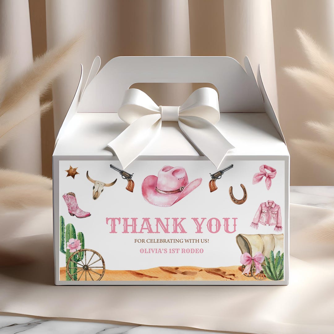 Pink Rodeo Theme Gable Box Gable Box Label, Gable Gift Box Stickers | Cowgirl, First Rodeo ...