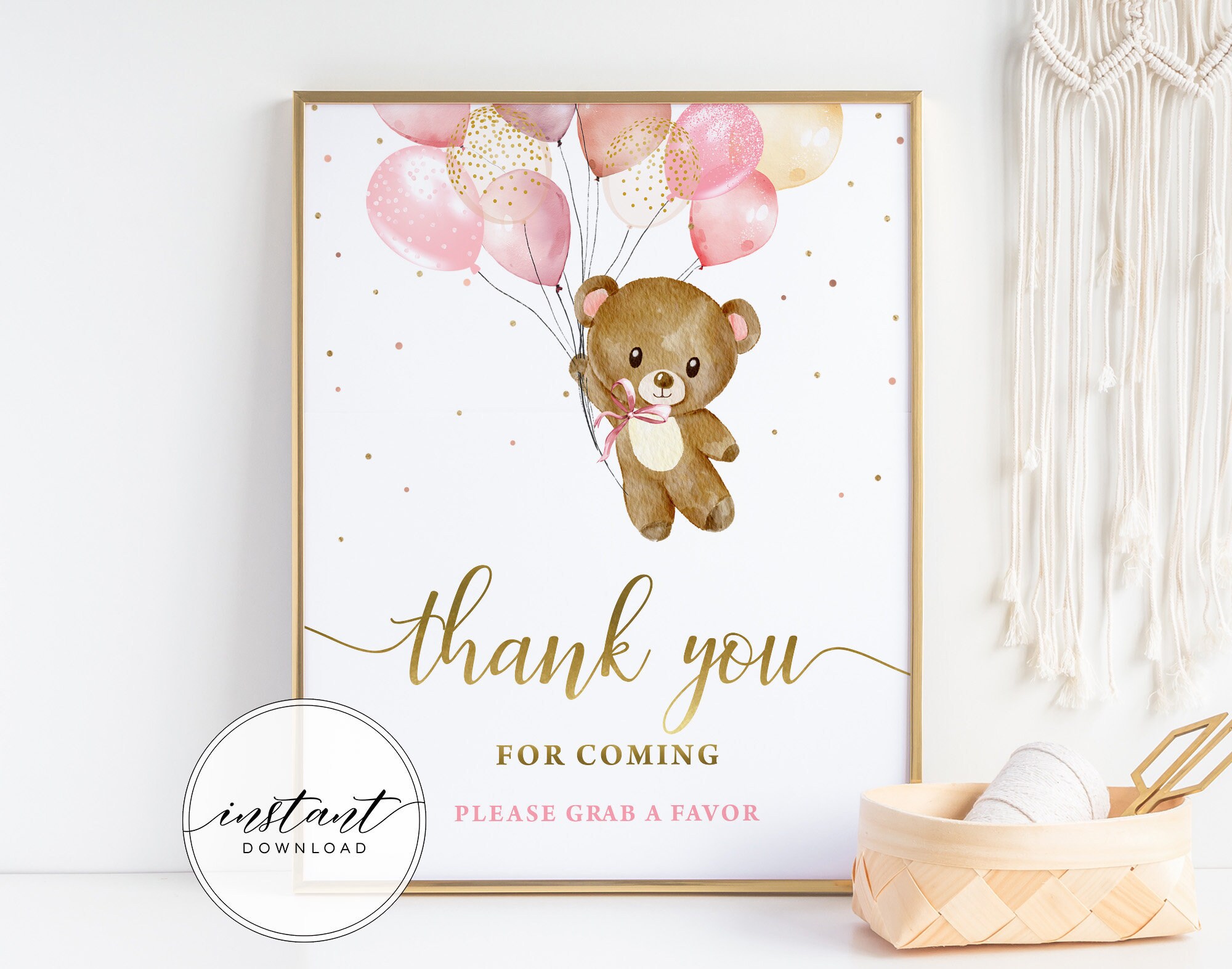 Teddy Bear Baby Shower Favors Sign Printable Thank You Sign Etsy