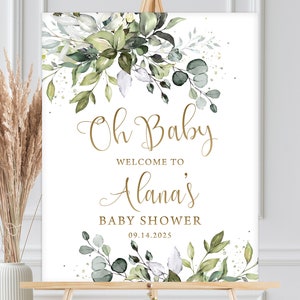 Baby Shower Welcome Sign Template Printable Oh Baby Welcome Sign Greenery Baby Shower Decor Editable Instant Download Boho Floral DIYGGR