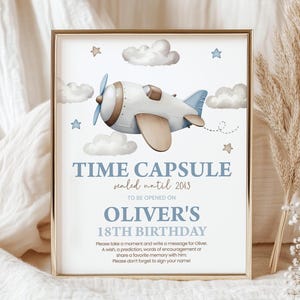 Time Capsule Geburtstagskarte | Flugzeug, Pilot, Die Zeit vergeht, Kampfflugzeug | Druckbare Jungen 1. Geburtstag Party Dekor, Spiele, Andenken AP1
