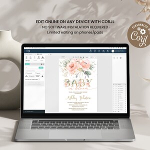 Blush Pink Floral Baby In Bloom Invitation Editable Spring Baby Shower Invite Template Printable Girl Baby Shower Party Invite Digital BI3 image 4