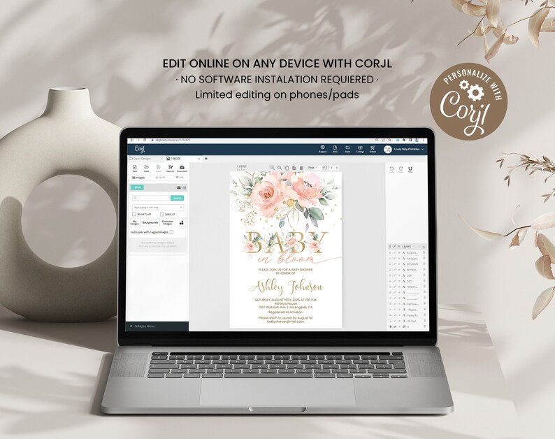 Blush Pink Floral Baby In Bloom Invitation Editable Spring Baby Shower Invite Template Printable Girl Baby Shower Party Invite Digital BI3 image 4
